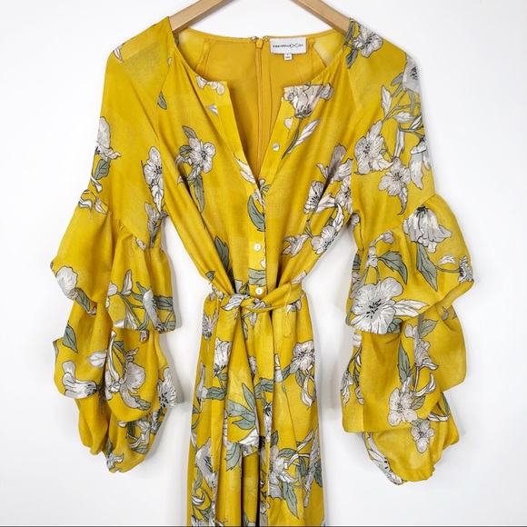 Chriselle x J.O.A. Yellow Tiered Sleeve Mini Dress - Picture 5 of 10